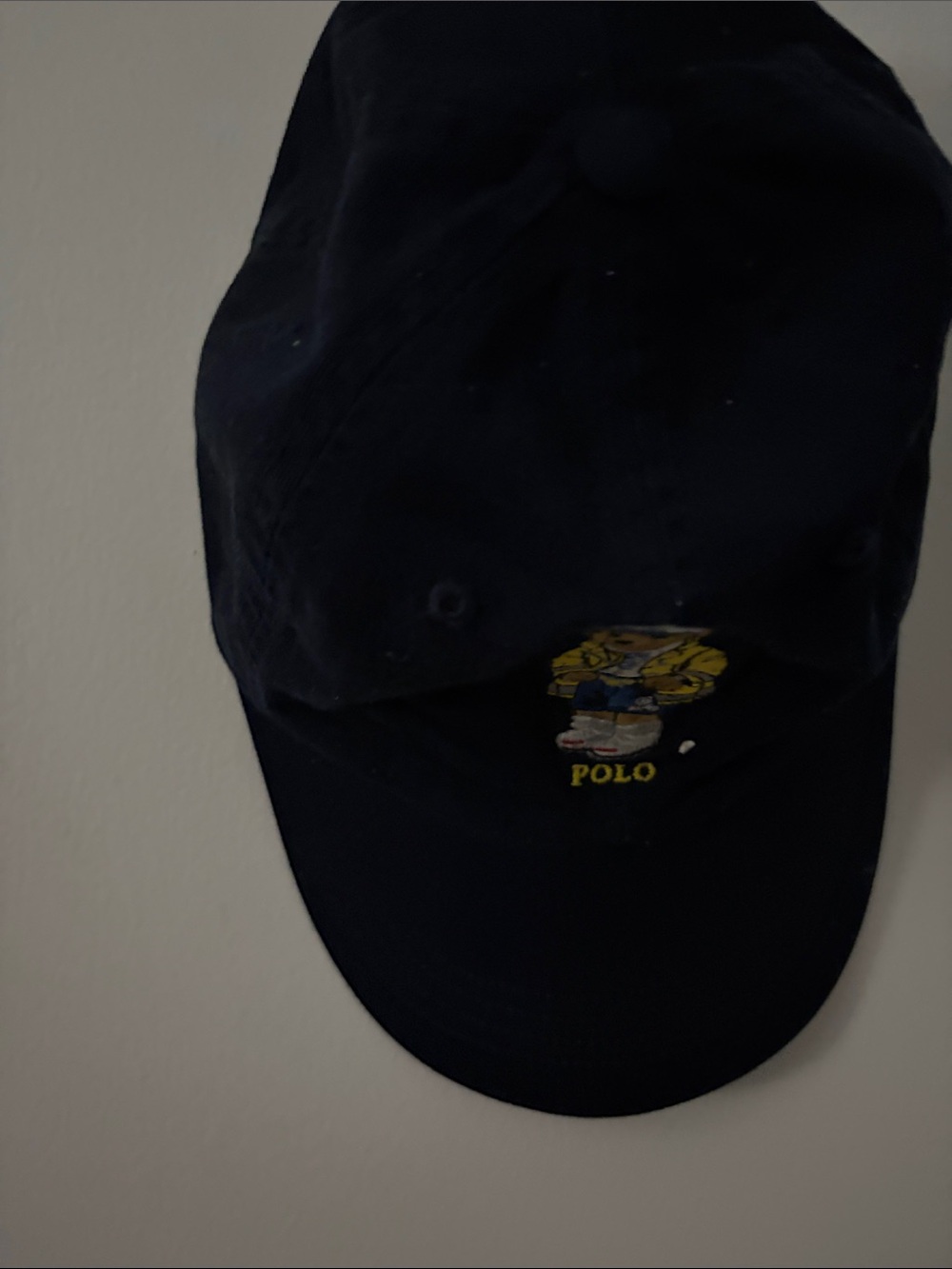 Polo by Ralph Lauren Navy Baseball Cap with Yellow Bear Embroidery
